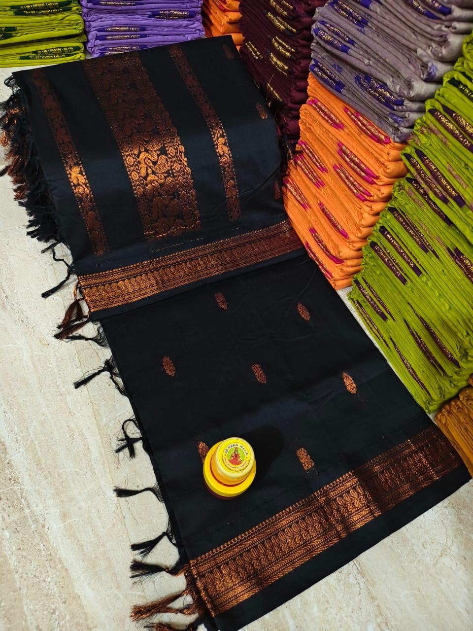 Kalyani Cotton Black Saree