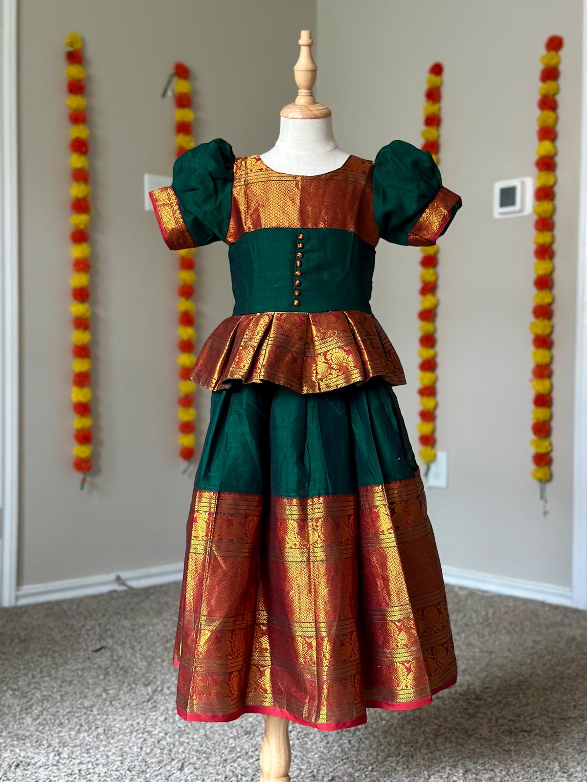 Narayanapet Cotton 2pc Set – Pleated Skirt with Lakktan Rope & Lined Top