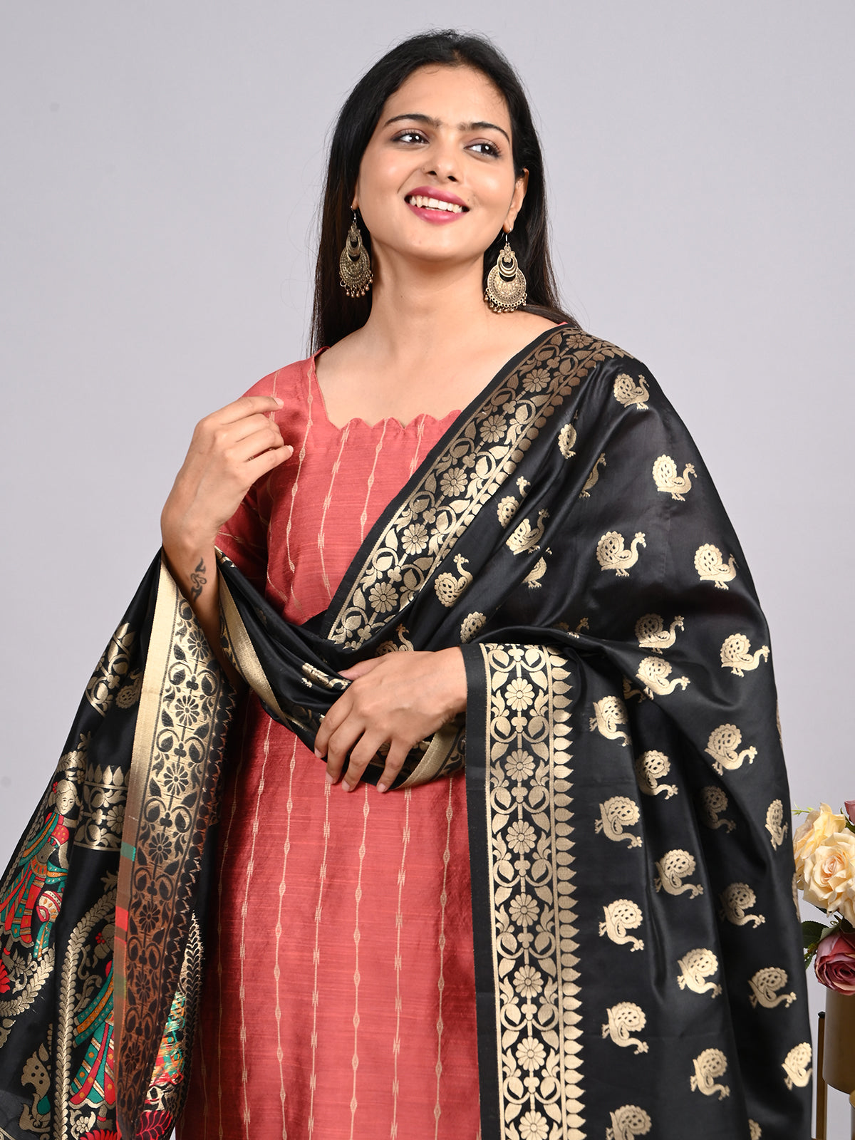 Raw Silk 3pc Set – Traditional & Casual Wear -  Onion Pink