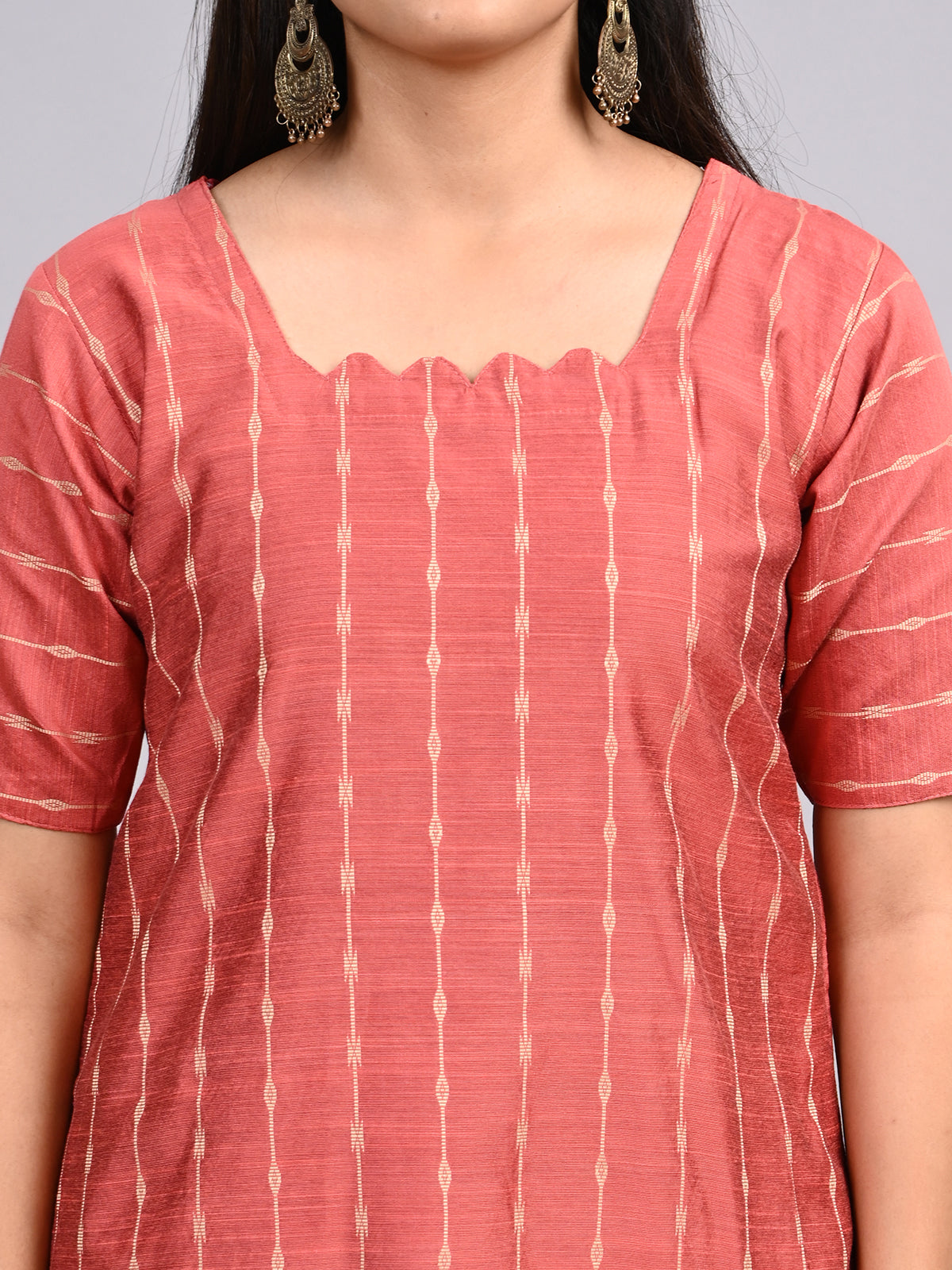 Raw Silk 3pc Set – Traditional & Casual Wear -  Onion Pink