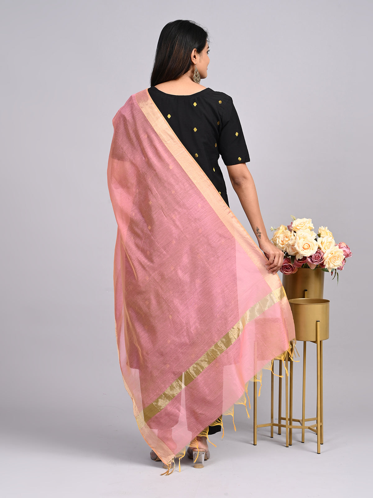 Black Raw Silk 3-Piece Set | Elegant Traditional Outfit with Subtle Sheen