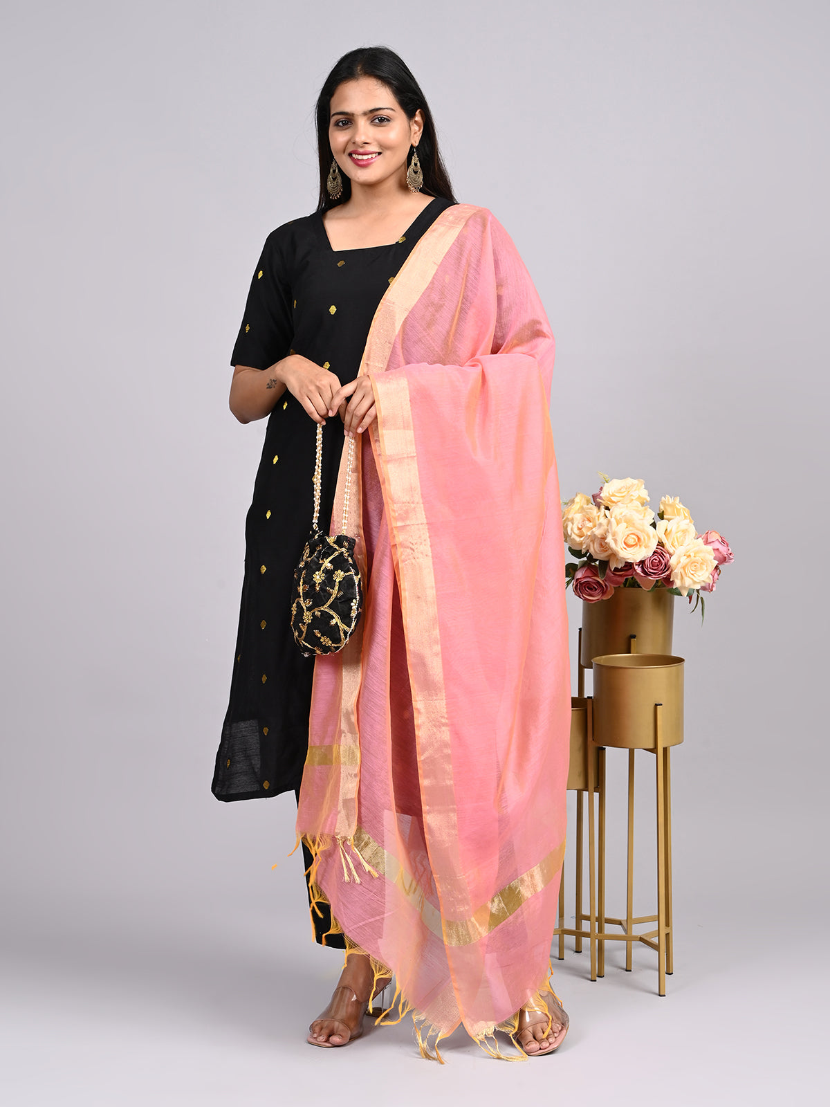 Black Raw Silk 3-Piece Set | Elegant Traditional Outfit with Subtle Sheen