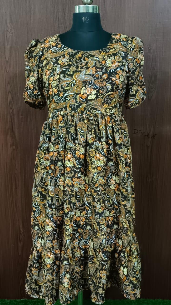 Daily Wear all over printed layer Casual Maxi Dress