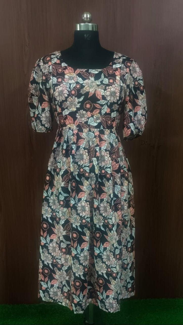 Crepe Fabric Casual Maxi | Animal Print with Yoke Lining – Perfect for Daily Wear & Office Use