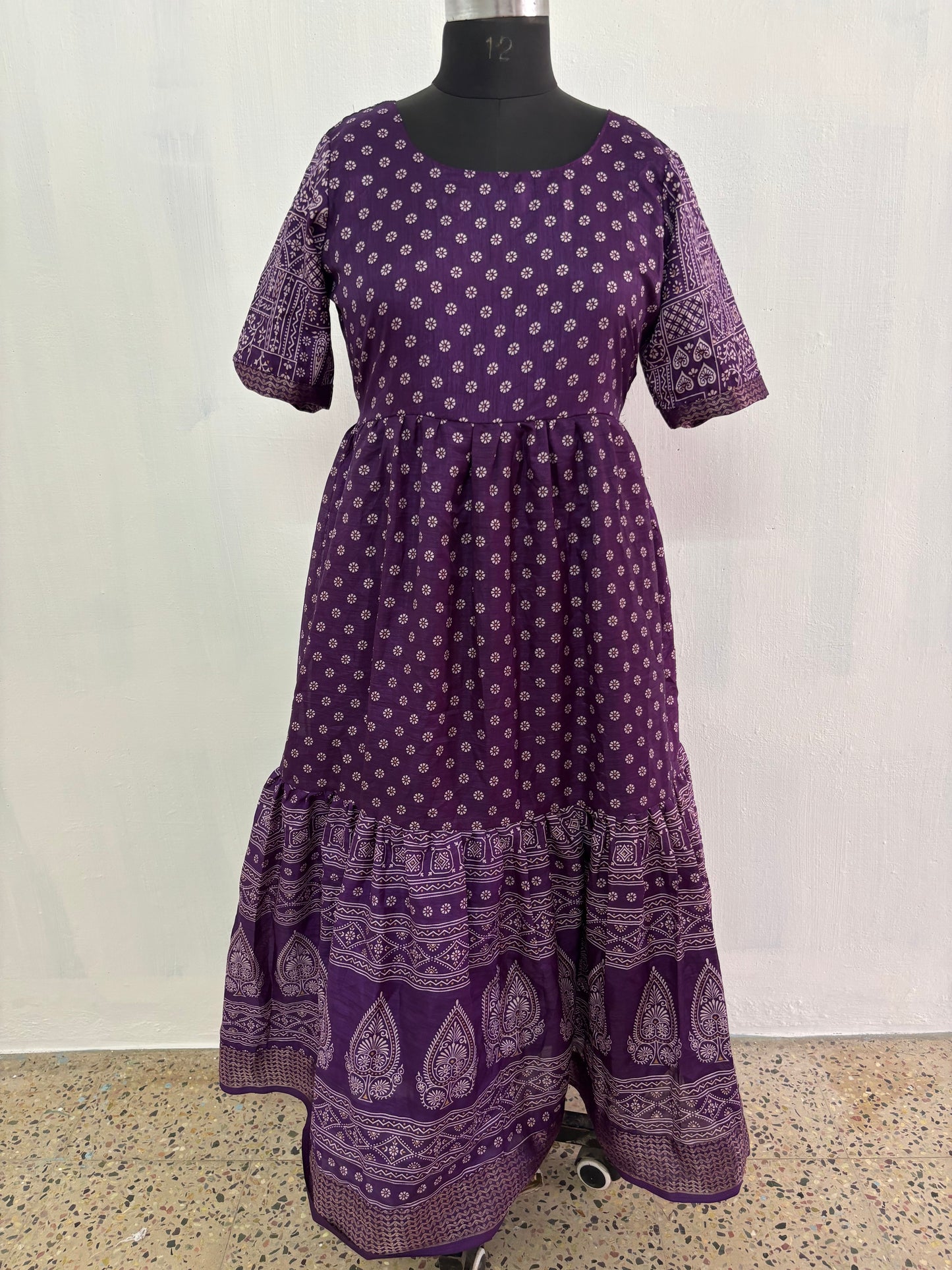 Semi Dola Silk 2-Tier Maxi with Adjustable Waist