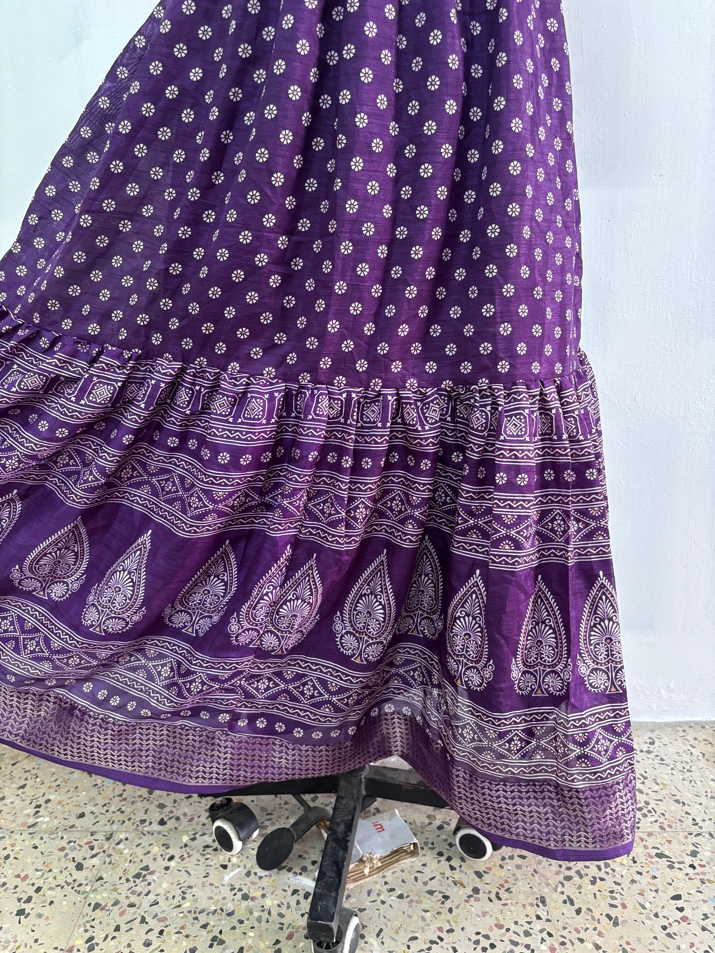 Semi Dola Silk 2-Tier Maxi with Adjustable Waist