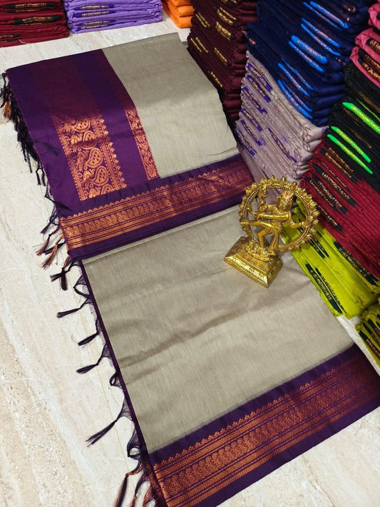 Kalyani Cotton Gray And Purple