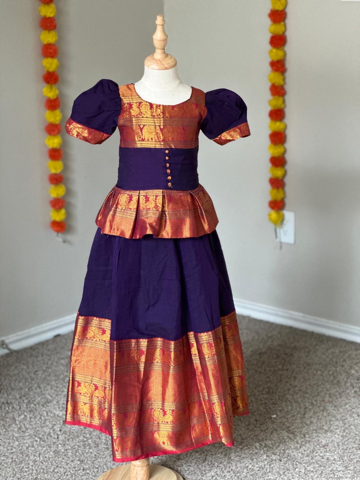 Narayanapet Cotton 2pc Set – Pleated Skirt with Lakktan Rope & Lined Top