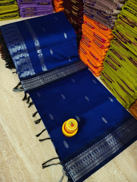 Kalyani Cotton - Rayal blue  Saree