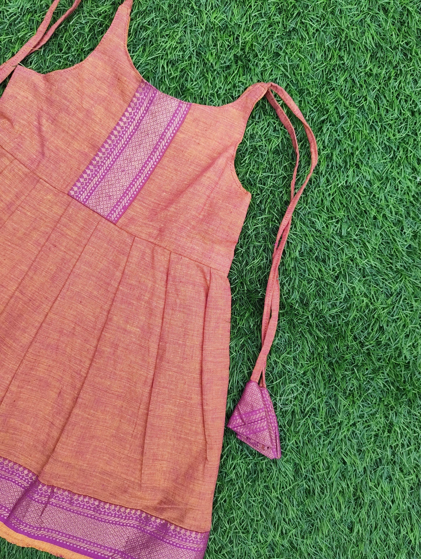 Mangalagiri Cotton Infant Frock – With Traditional Border