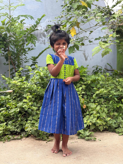 Kids Ethnic Frock - Raw silk with thread Zari