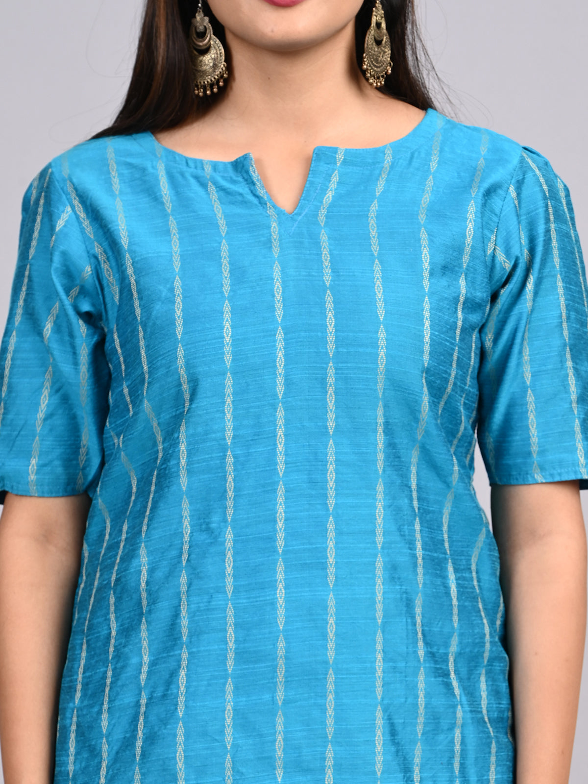 Teal Blue Raw Silk 2-Piece Co-Ord Set