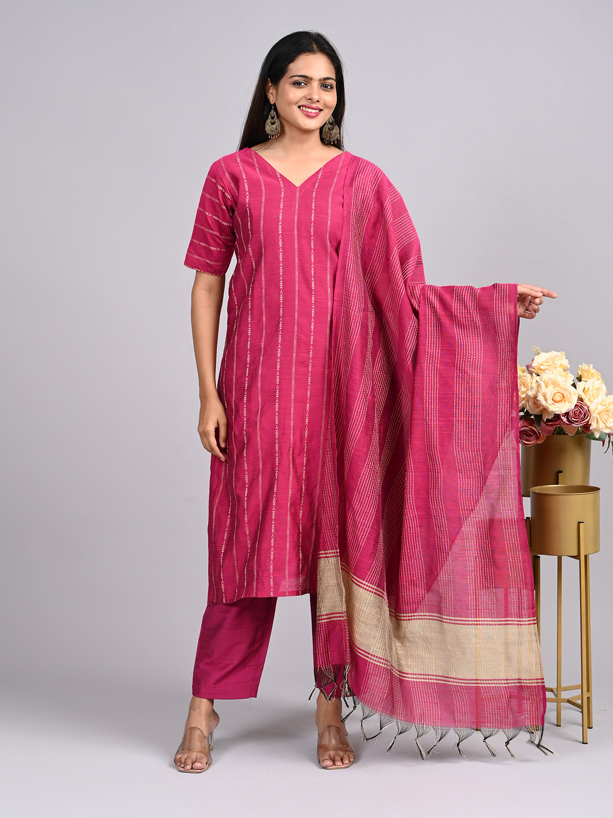 Raw silk Kurtis 3 pcs set