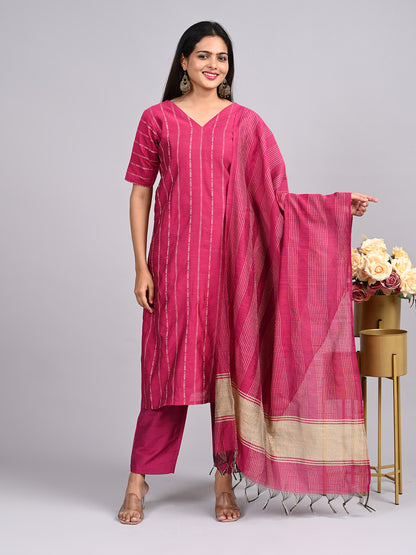 Raw silk Kurtis 3 pcs set