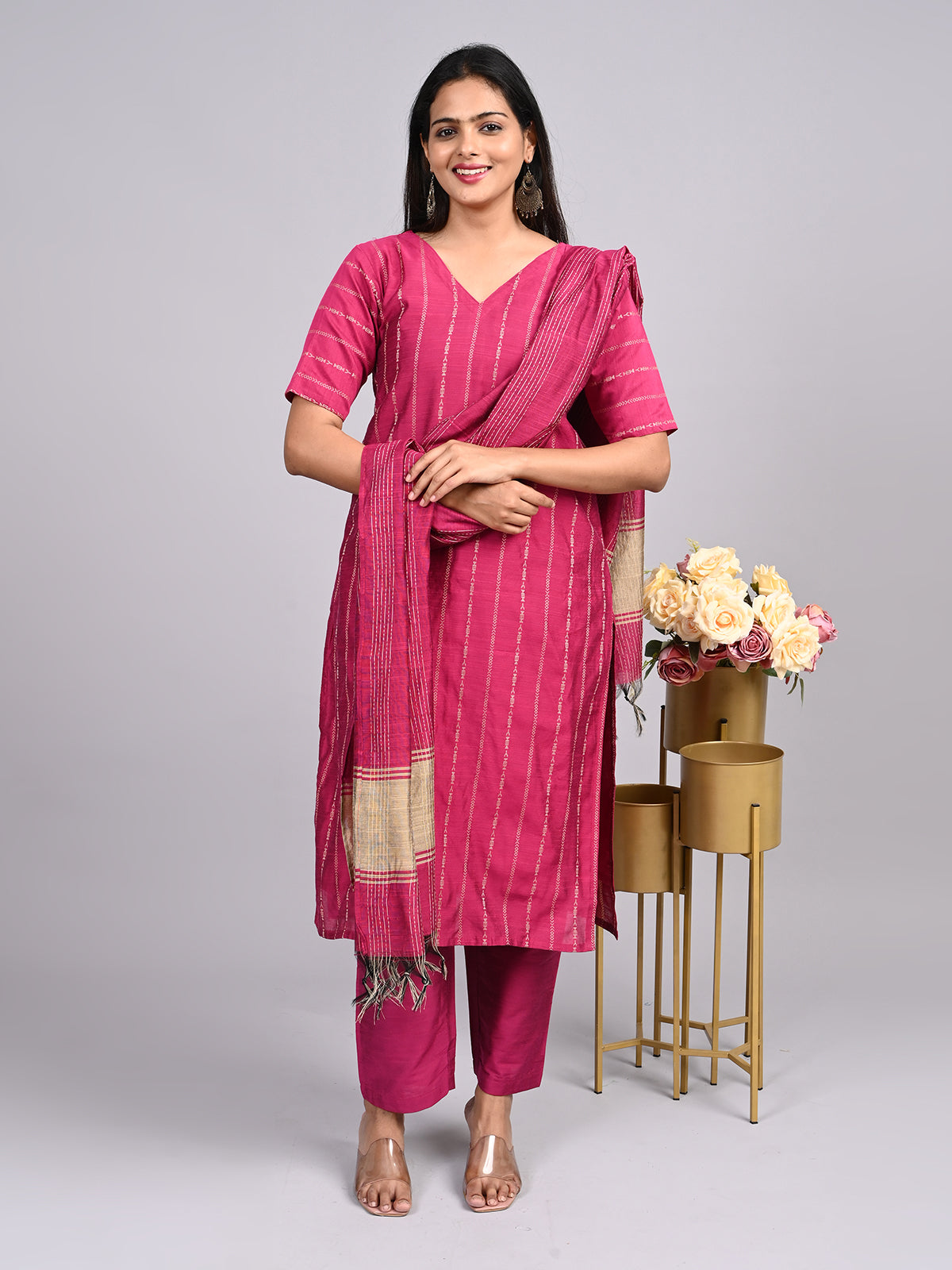 Raw silk Kurtis 3 pcs set