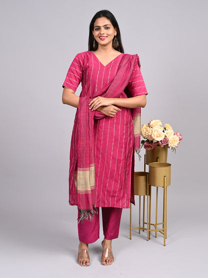 Raw silk Kurtis 3 pcs set
