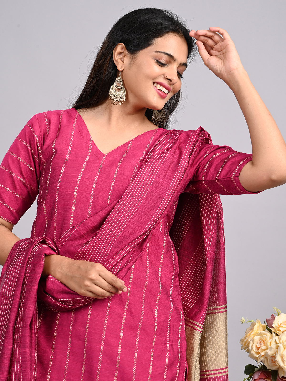 Raw silk Kurtis 3 pcs set