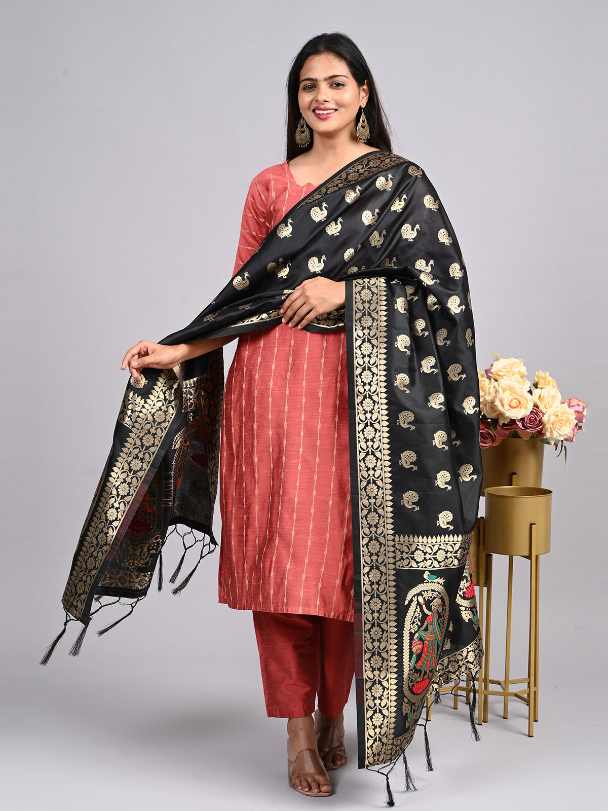 Raw Silk 3pc Set – Traditional & Casual Wear -  Onion Pink