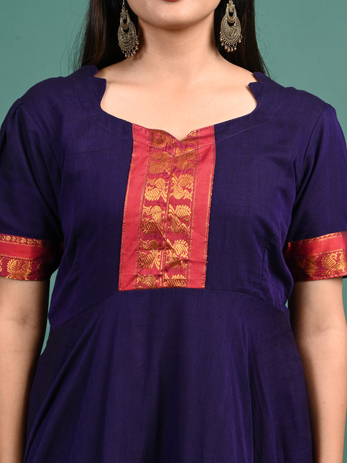 Narayanpet Zari Anarkali Top with Shawl