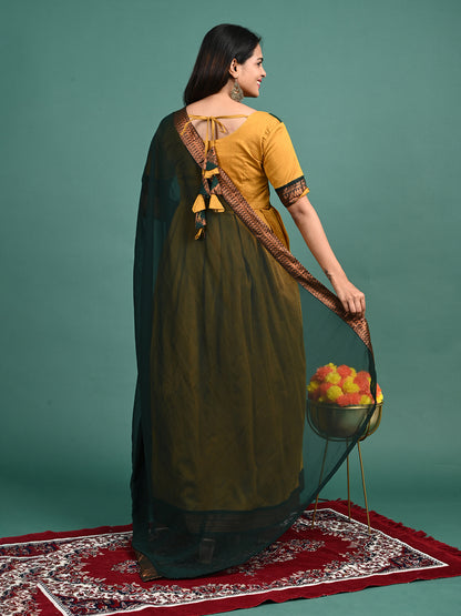 Kalyani Cotton Maxi Plated Gown with Shawl