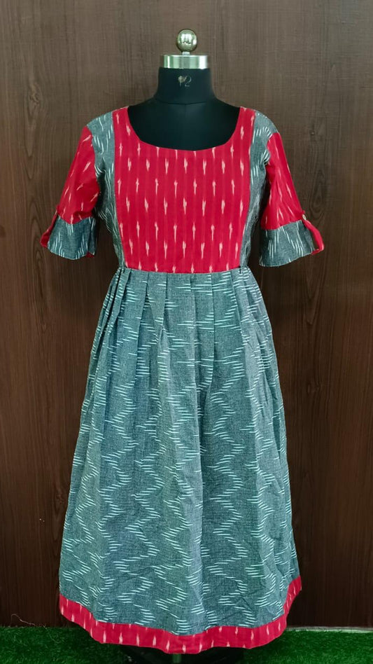 Ikkat Maxi gray and red