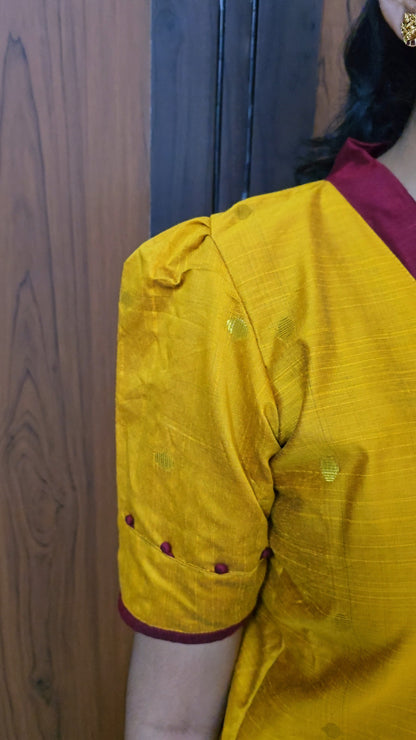 Trendy Raw Silk 3-Piece Kurthi Set with Dupatta (mustard)