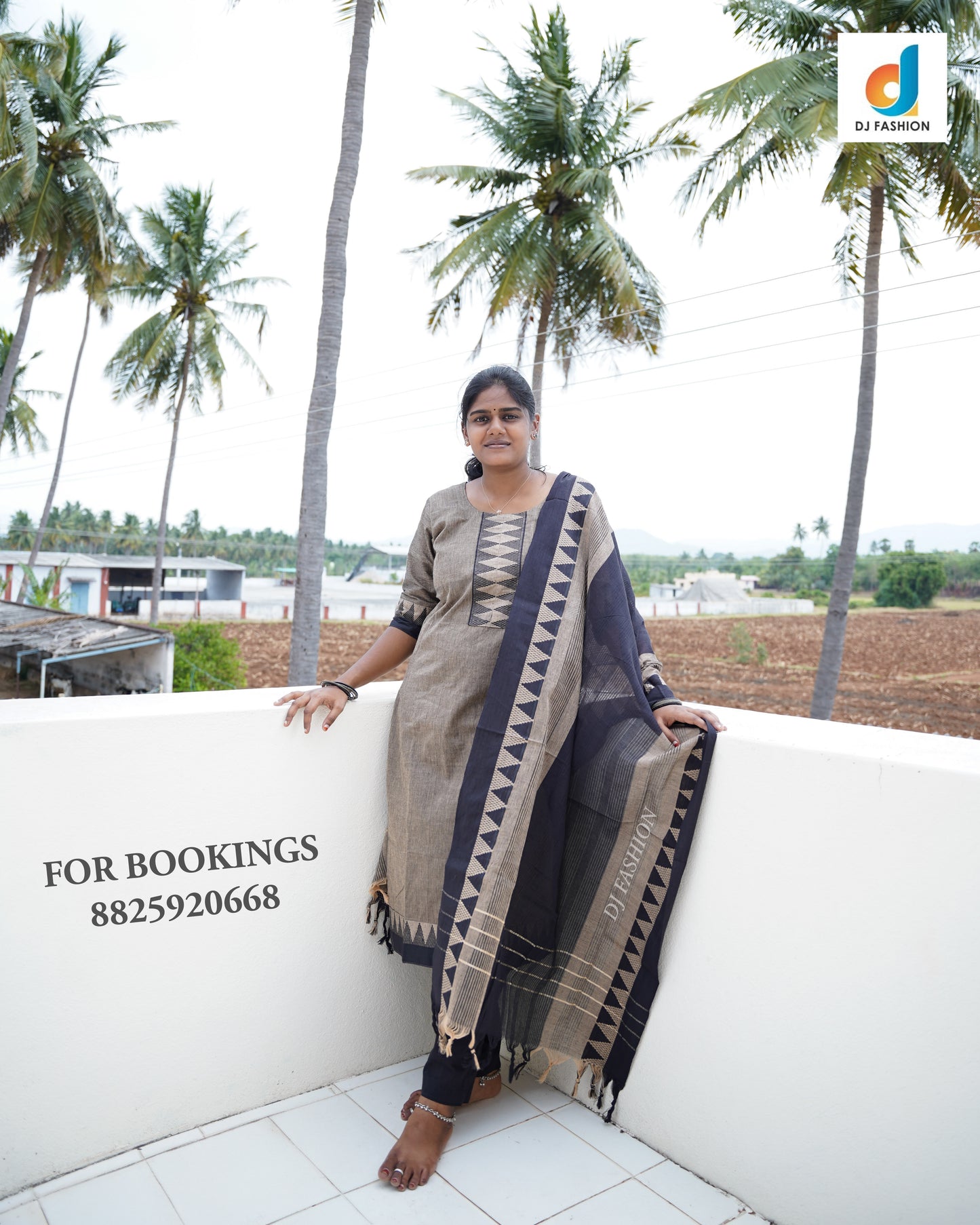 Handloom Soft Cotton 3-Piece Kurthi Set (Top with Lining)