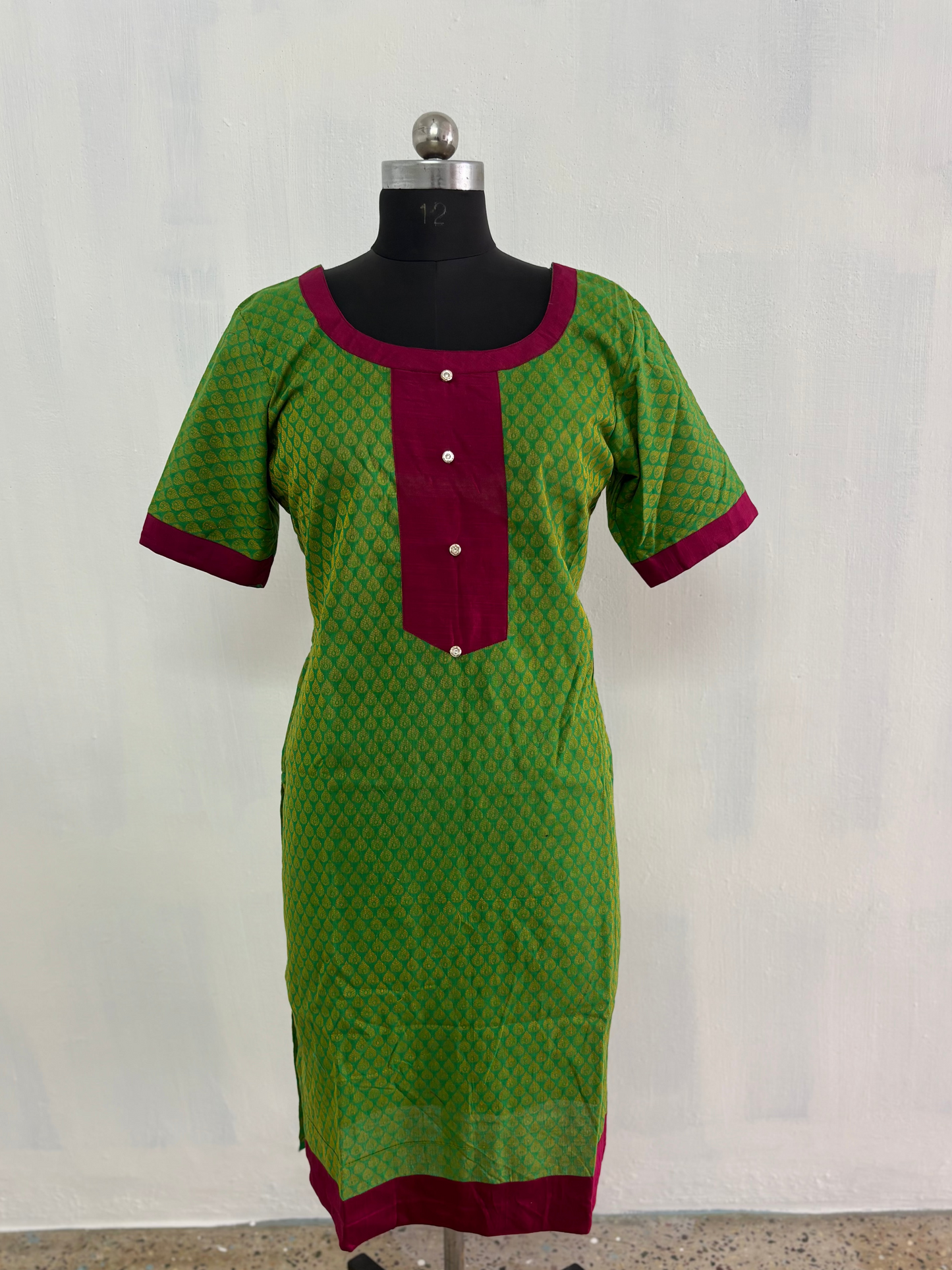 Handloom Jacquard Top – Contrast Patchwork with Lining