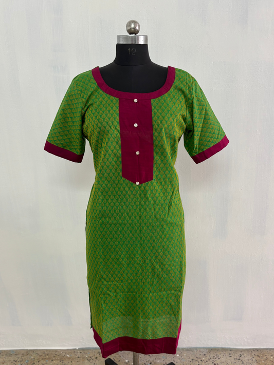 Handloom Jacquard Top – Contrast Patchwork with Lining