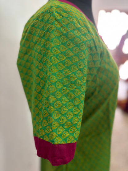 Handloom Jacquard Top – Contrast Patchwork with Lining