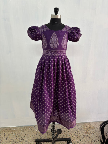 ethnic pink tissue gown for kids