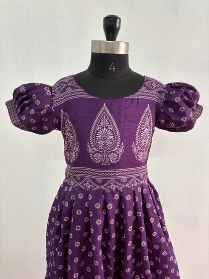 ethnic pink tissue gown for kids