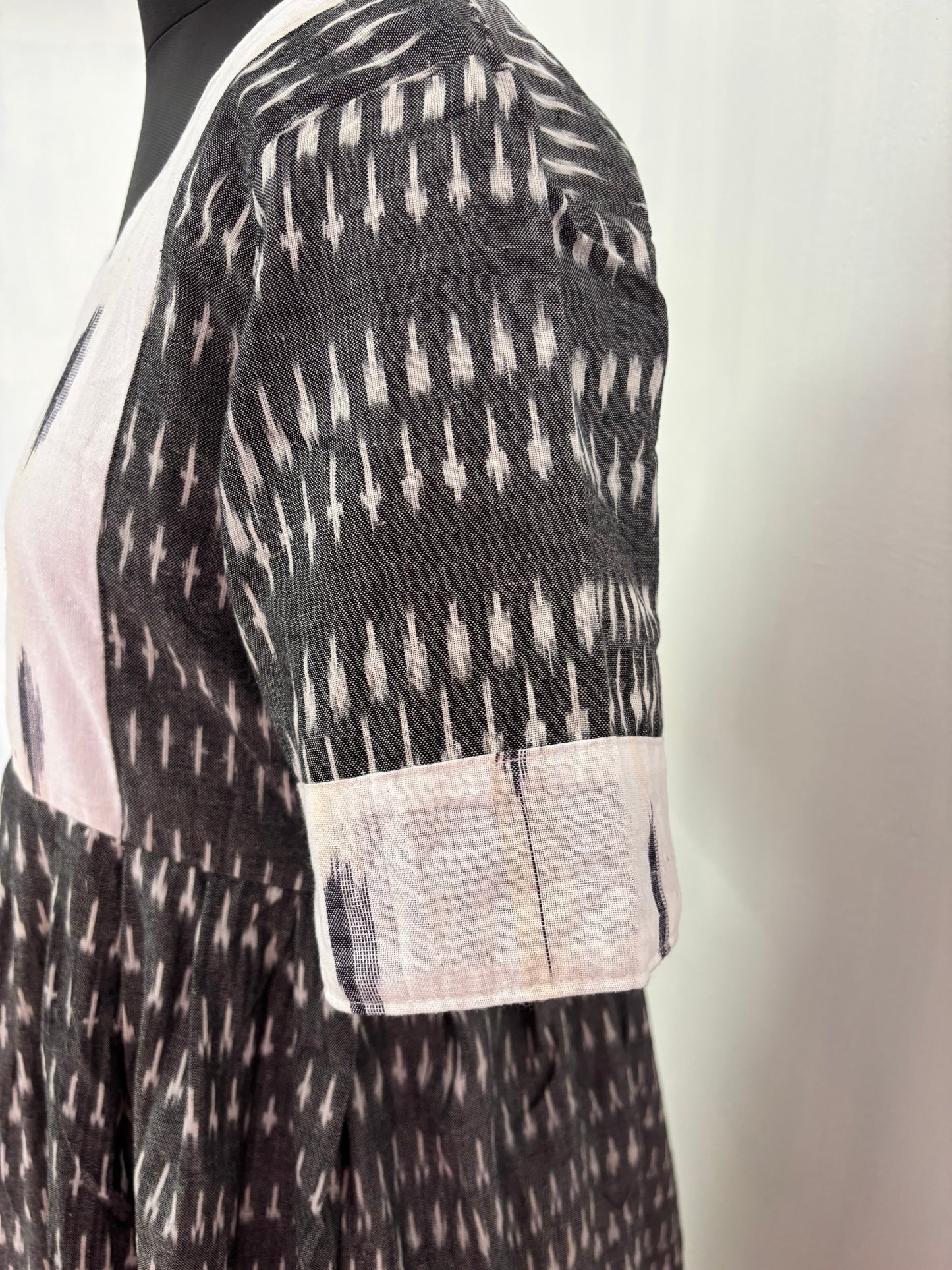 Handcrafted Ikkat Cotton Maxi GRAY and WHITE  color combo