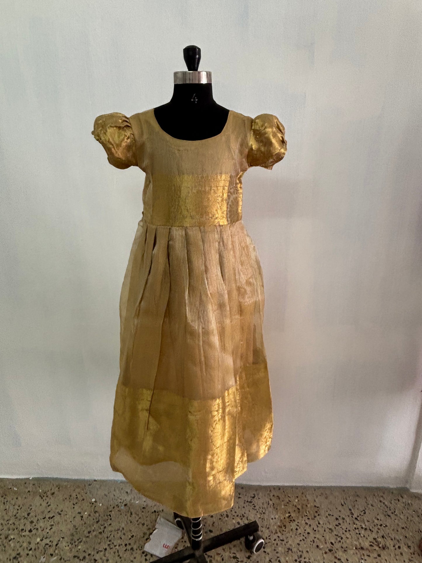 ethnic golden tissue gown for kids