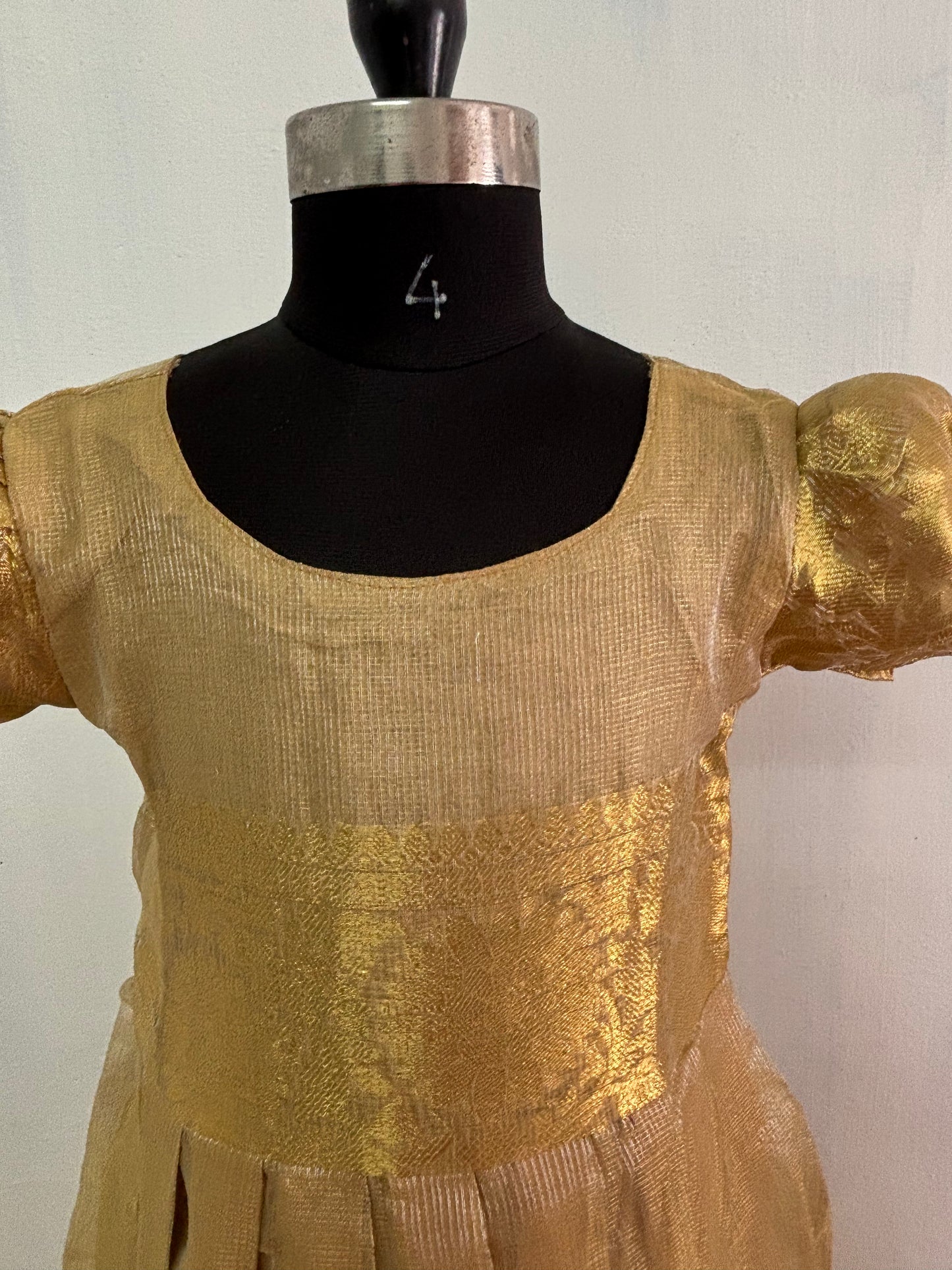 ethnic golden tissue gown for kids