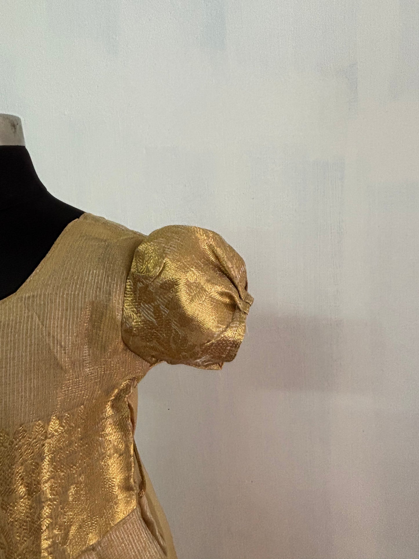 ethnic golden tissue gown for kids