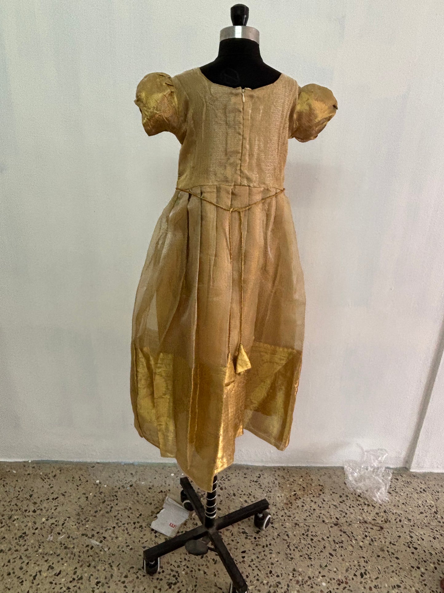 ethnic golden tissue gown for kids