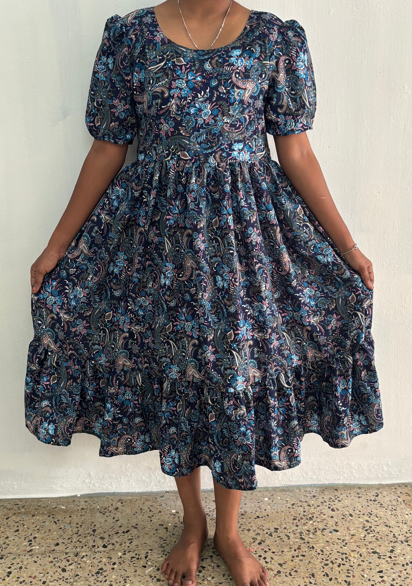 Daily Wear all over printed layer Casual Maxi Dress