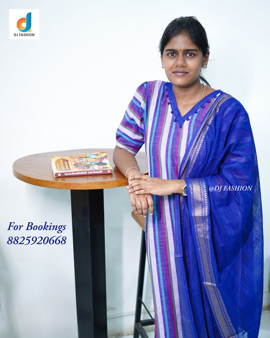 Blue Cotton Stripes 3 Piece Set