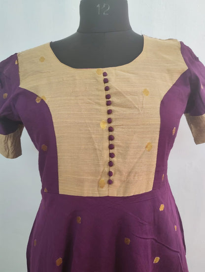 Elegant Raw Silk Gown for Women – Traditional Festive & Temple Wear Style