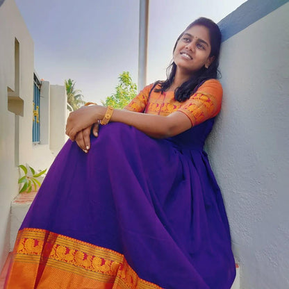 Varunika Narayanapet Full-Length Ethnic Maxi – Pure Elegance in Cotton