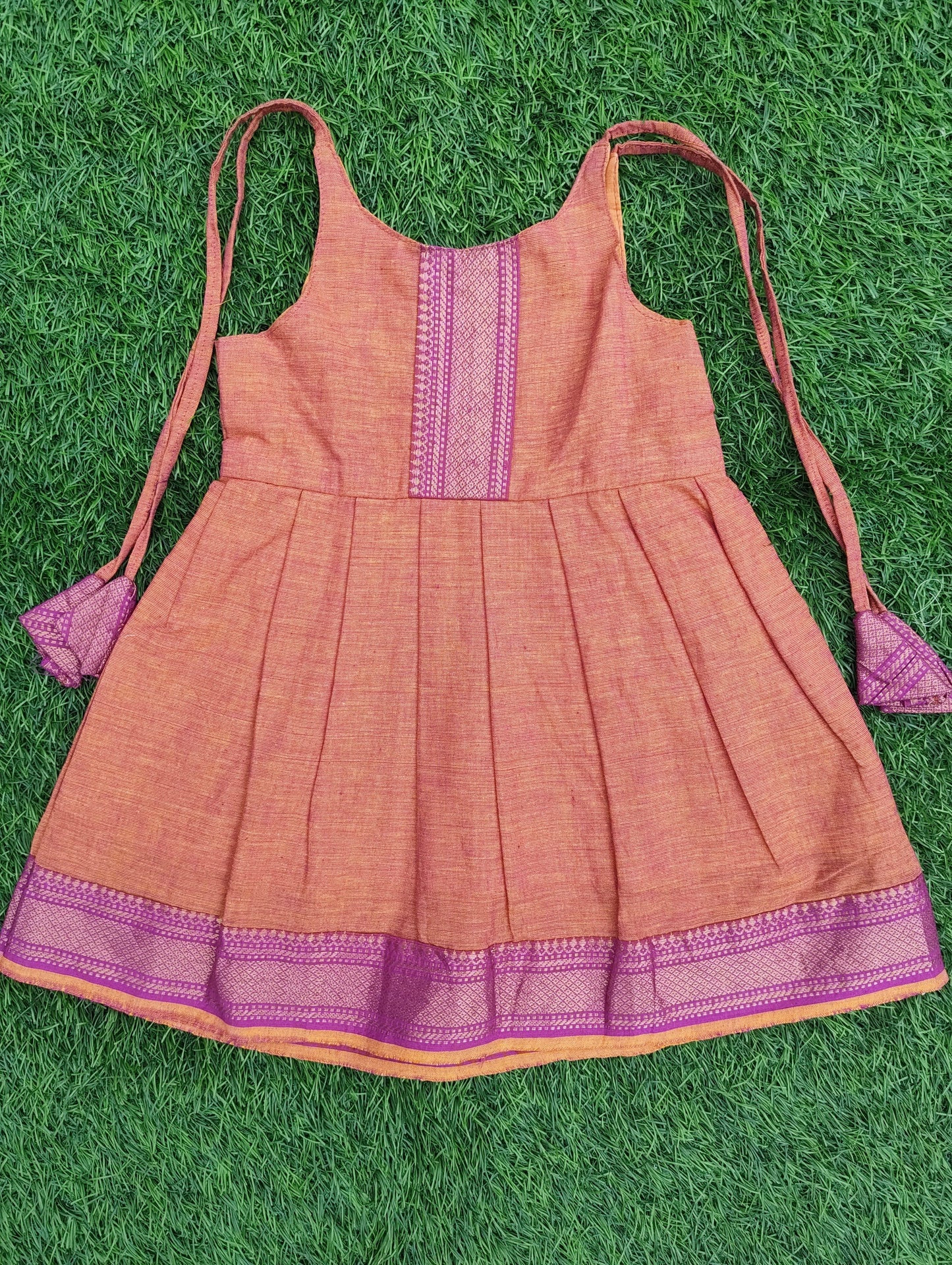 Mangalagiri Cotton Infant Frock – With Traditional Border