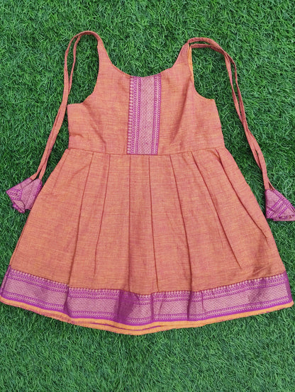 Mangalagiri Cotton Infant Frock – With Traditional Border
