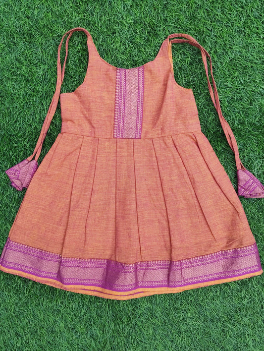 Mangalagiri Cotton Infant Frock – With Traditional Border