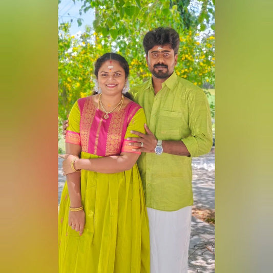 Kalyani Cotton Maxi Plated Gown with Shawl - Green